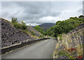 Minor road descending to B4418 in Llanllyfni Community