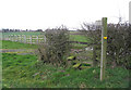 Public footpath sign and stile in NE65 0GB