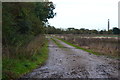 Field track with Fawley Power Station in distance in SO45 1XR