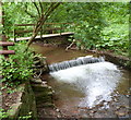Footbridge and weir across Dulas Brook, Cusop in HR3 5RF