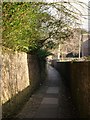 Footpath towards the churchyard, Shepton Mallet in BA4 5QU
