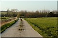 The approach to the sewage works at Stonham Aspal in IP14 6AA