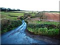 Minor road junction south west of Kenn in EX6 7XL