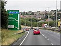 Westbound A14 approaching Junctions 4 and 3 in Rothwell and Mawsley Ward
