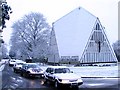 Church of St John in the snow in RH12 3LP