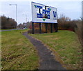 Missing panels on a Baglan Industrial Park sign in Baglan Moors Community