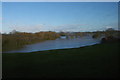 Cefn, near Welshpool: flooded Severn valley, from the train in SY21 8SZ