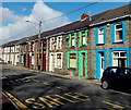 Colourful houses in Abercwmboi in CF44 6AU