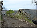 Collapsing barn at Castell-mawr farm in LL36 9LN