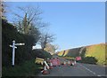 Road closed, Lamerton in PL19 8RN