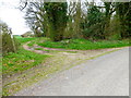 Junction of lane and restricted byway near Nettlebed Farm in SO24 9RF