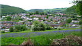 Part of the Garth in Knighton viewed from Glyndwr's Way in May in LD7 1SA