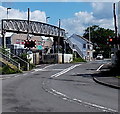 Red lights flashing - level crossing barriers about to descend, Pontyclun in CF72 9GA