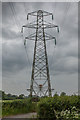 Electricity pylon and lane to Five Lanes Farm in SN10 5PR