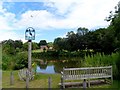 Lidgate, Bailey Pond and village sign in Lidgate