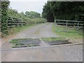 Cattle grid, gateway and drive to Newlands farm in BS14 0QP