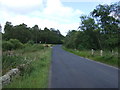 Rural road beside Stoneyhill Wood in AB21 7AP