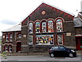 Colourful wall, Blaengarw Workmen's Hall in CF32 8AA