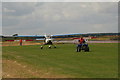 Follow me: landing aircraft at Strubby airstrip for the unveiling of the memorial in LN13 0EG