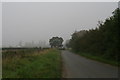 Heath Road, Scothern, in the mist in LN2 2GG