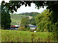 Looking north to the buildings of Mustercoombe Farm in GU32 1RB