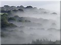 Early morning mist above Llangattock in NP8 1LD