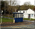 Milestone and bus shelter in Coytrahen in Pen-y-bont ar Ogwr - Bridgend