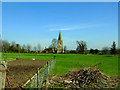 Church across the fields in Peatling Magna