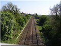 Looking south along the railway track in PE11 3RT
