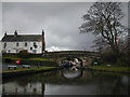 Approaching the bridge at Ratho in the rain in Ratho