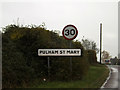 Pulham St Mary Village Name sign on Norwich Road in IP21 4QU