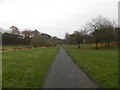 Foot and cycle path in Finlathen Park, Dundee in DD4 9QH