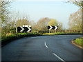 Sharp Right Hand Bend, Double Chevron Near Aston on Carrant in GL20 8HJ