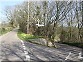 Fork in the road near Churchill, Devon in EX13 7JL