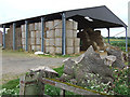 Hay in open sided barn at Allscott, in Shropshire in WV15 5JU