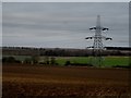 Pylon and farmland of Newnham Road in SG7 5DP