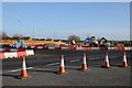 Traffic cones on the Ketch Roundabout in WR5 2SY
