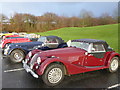Morgan sports cars in Lanhydrock Golf Club car park in PL30 5BP
