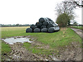 Silage bales in field beside Long Lane in Tharston and Hapton