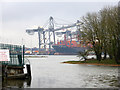 A view towards Southampton container port from Eling Quay in SO40 9GP