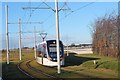 Tram arriving at The Gyle (2) in EH12 9SE