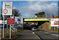 Railway bridge crossing Rugby Road in LE10 1RF