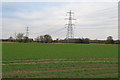 Pylons over arable land, West Hanningfield in CM2 8UN