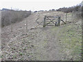 Looking southwest along a footpath on Whinless Down in CT17 0UH