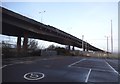 The North Circular going over the railway at Staples Corner in NW9 7GD
