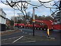 Newcastle-under-Lyme: escorted heavy load passes through Nelson Place in ST5 0LX