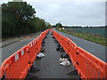 Temporary cycle path, Boston Road in Kirkby La Thorpe