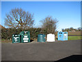 Recycling containers by Cantley village hall in Cantley, Limpenhoe and Southwood