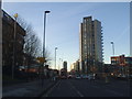 New tower blocks on Edgware Road, Colindale in NW9 5DR
