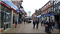Pedestrianised street in Wilmslow, Cheshire in SK9 1BQ